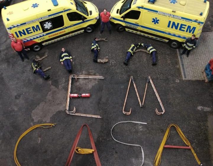 Bombeiros Voluntários de Almeirim criam recado humano Bombeiros Voluntários de Almeirim criam recado humano