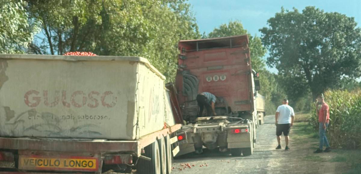Queda de reboque de camião com tomate condiciona trânsito entre o Casal Branco e Benfica do Ribatejo